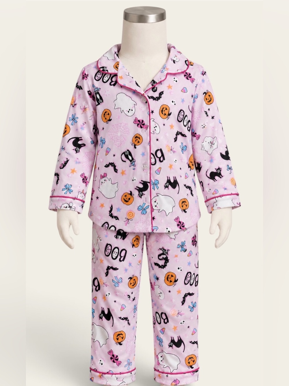 Trick or Treat Sleep Girls 4T Pink Halloween Ghost Pumpkin Pajama Set